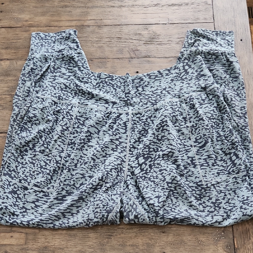 Athleta Salutation Joggers Teal And Black Cheetah Print